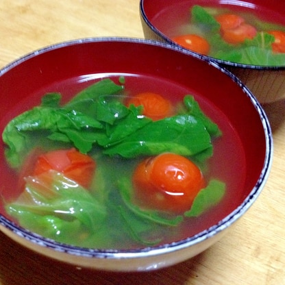 レタスとプチトマトの中華スープ